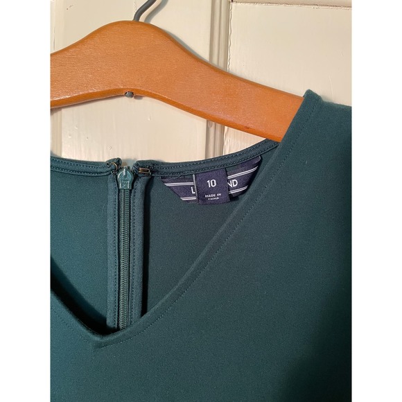 Lands' End Sleeveless Dress Green Scuba Knit Sz 10 Pockets - Picture 4 of 7